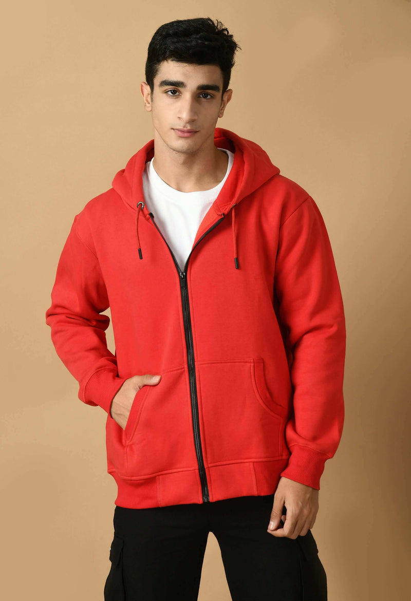 Red Zip Hoodie By Offmint