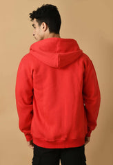 Red plain color zip hoodie by offmint