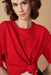 Red plain oversized t-shirt by offmint