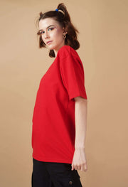 Red plain women's oversized t-shirt