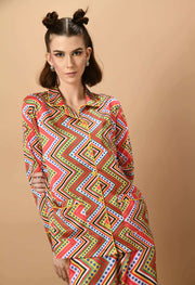 Red printed yellow lining co-ord set by offmint