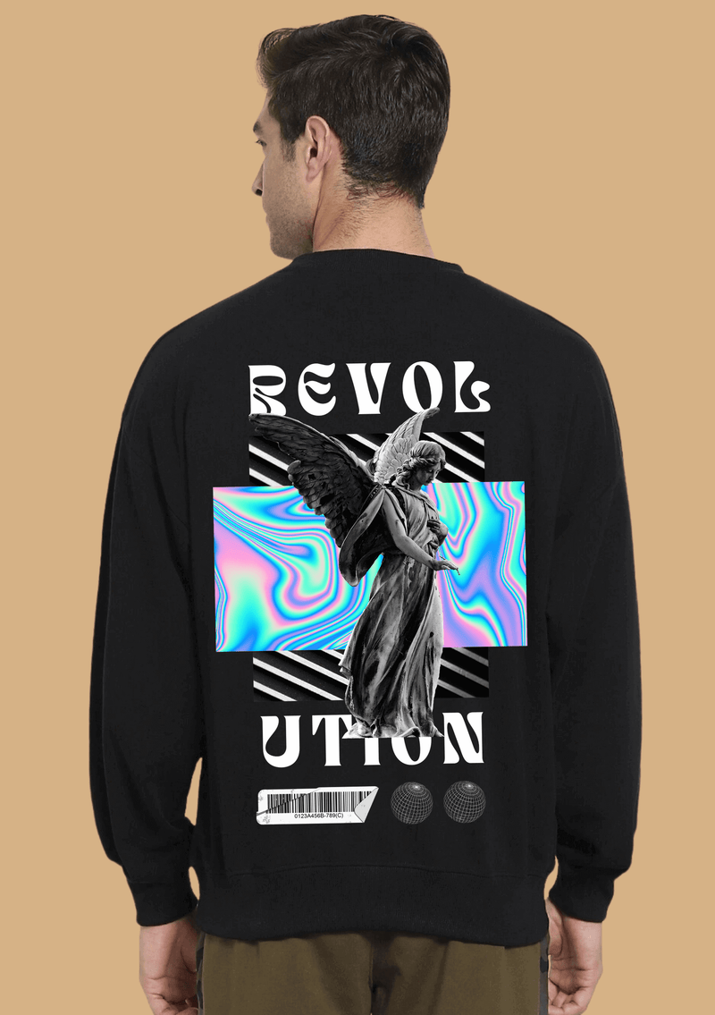 Revolution Printed Black Sweatshirt By Offmint