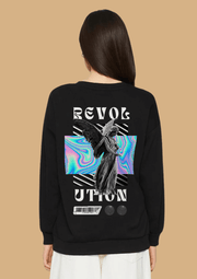 Revolution printed black color women's sweatshirt by offmint