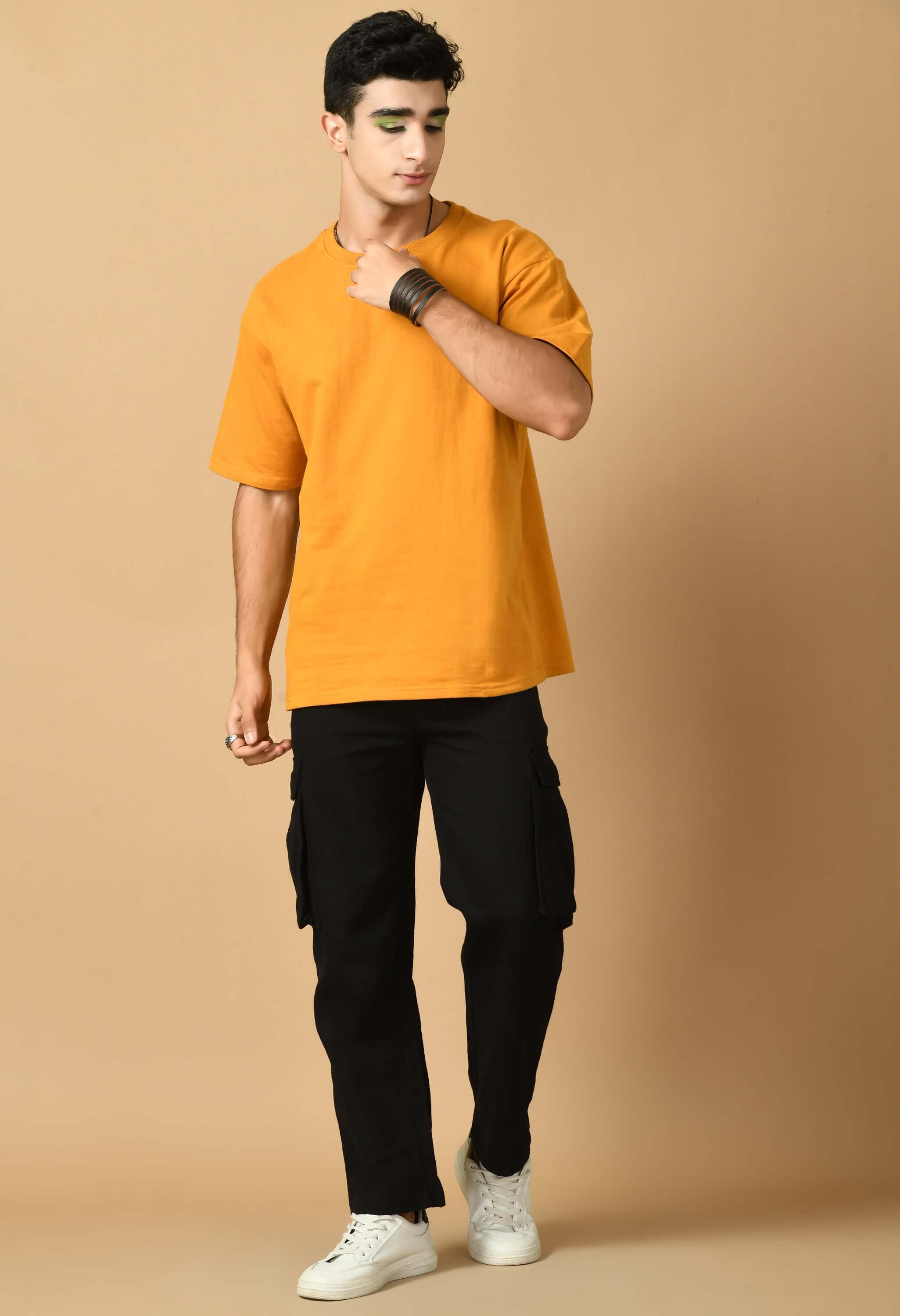Revolution printed mustard color oversized t-shirt by offmint