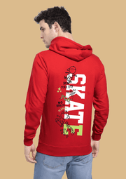 Skate printed red color hoodie by offmint