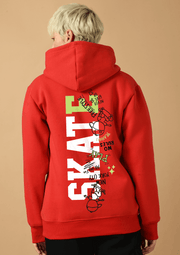 Skate printed red hoodie