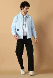 Sky blue color bomber jacket by offmint