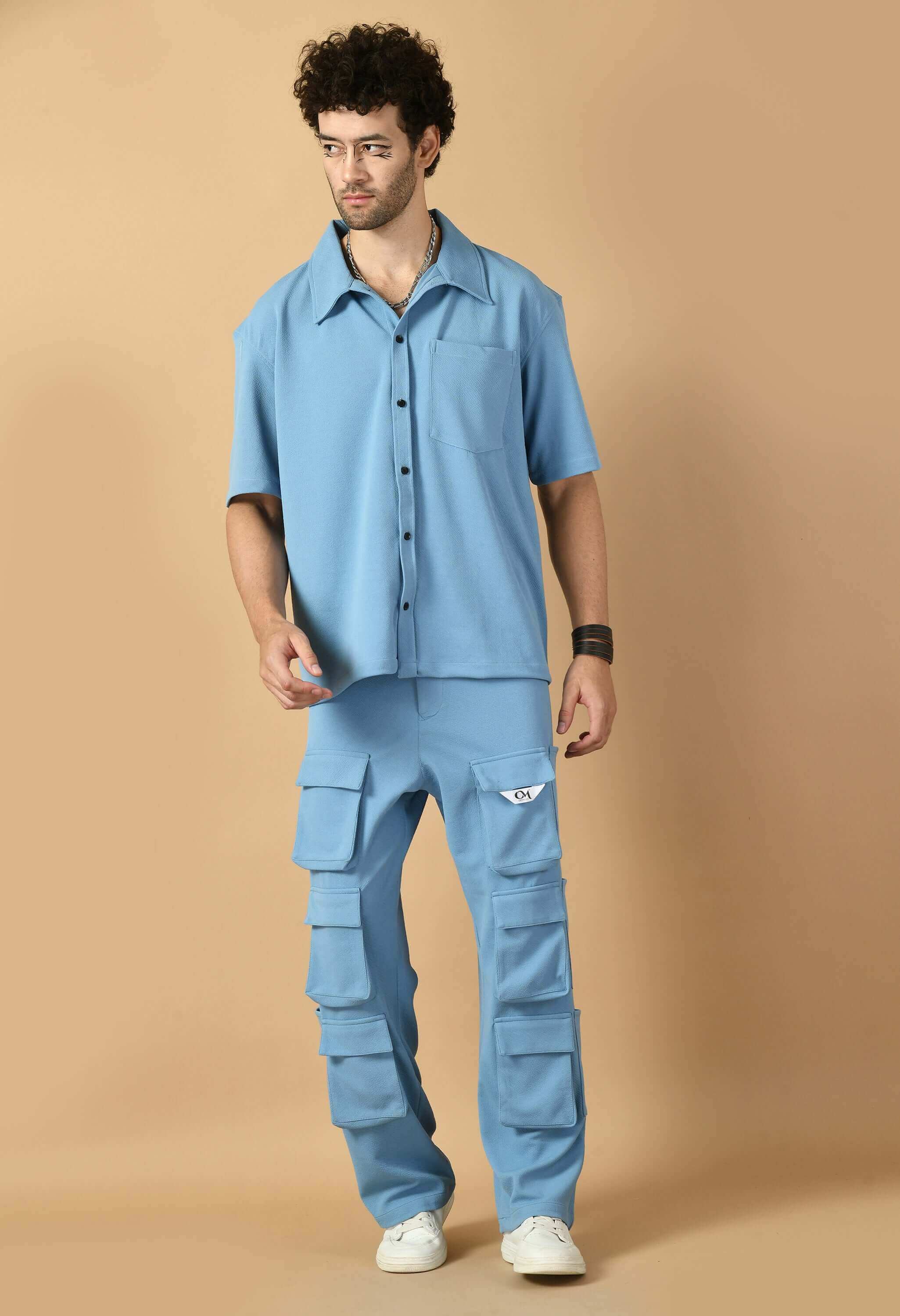 Sky blue color co-ord set by offmint