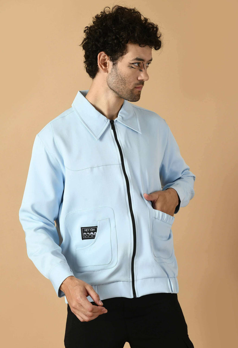 Sky Blue Bomber Jacket By Offmint
