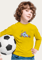 Sleeping Quala Printed Yellow Full Sleeves Kids T-shirt By Offmint