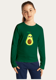 Smart Avacado Printed Bottle Green Full Sleeves Kids T-shirt By offmint