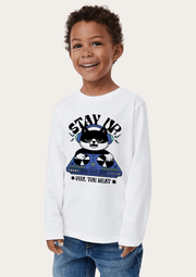Stay Up Printed White Full Sleeves  Kids T-shirt.png