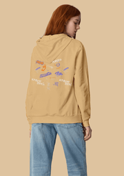 Street graffiti printed beige color hoodie by offmint