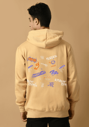 Street graffitti printed beige color hoodie by offmint