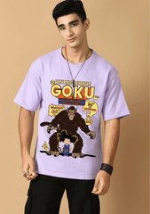 The incredible GOKU printed lavender oversized t-shirt by offmint