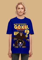 The incredible goku printed blue color oversized t-shirt by offmint