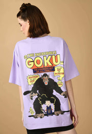 The incredible goku printed lavender oversized t-shirt