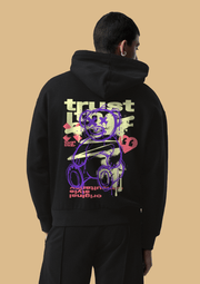 Trust bear printed black hoodie by offmint