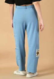 Twelve pocket sky blue color women's cargo