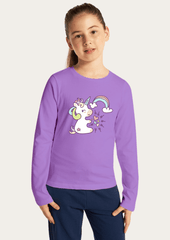 Unicorn Printed Lavender Full Sleeves Kids T-shirt By Offmint