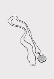 Men Stainless Steel Geometric Ad Studded Stylish Silver Chain.