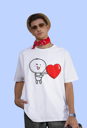 Soulmate Sync White Oversized T-shirt  By Offmint- Set of Two