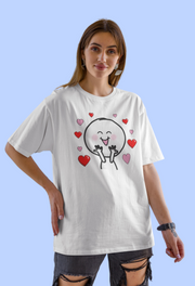 Soulmate Sync White Oversized T-shirt  By Offmint- Set of Two