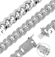 Men American Diamond Silver Pleated Round Bracelet By Offmint