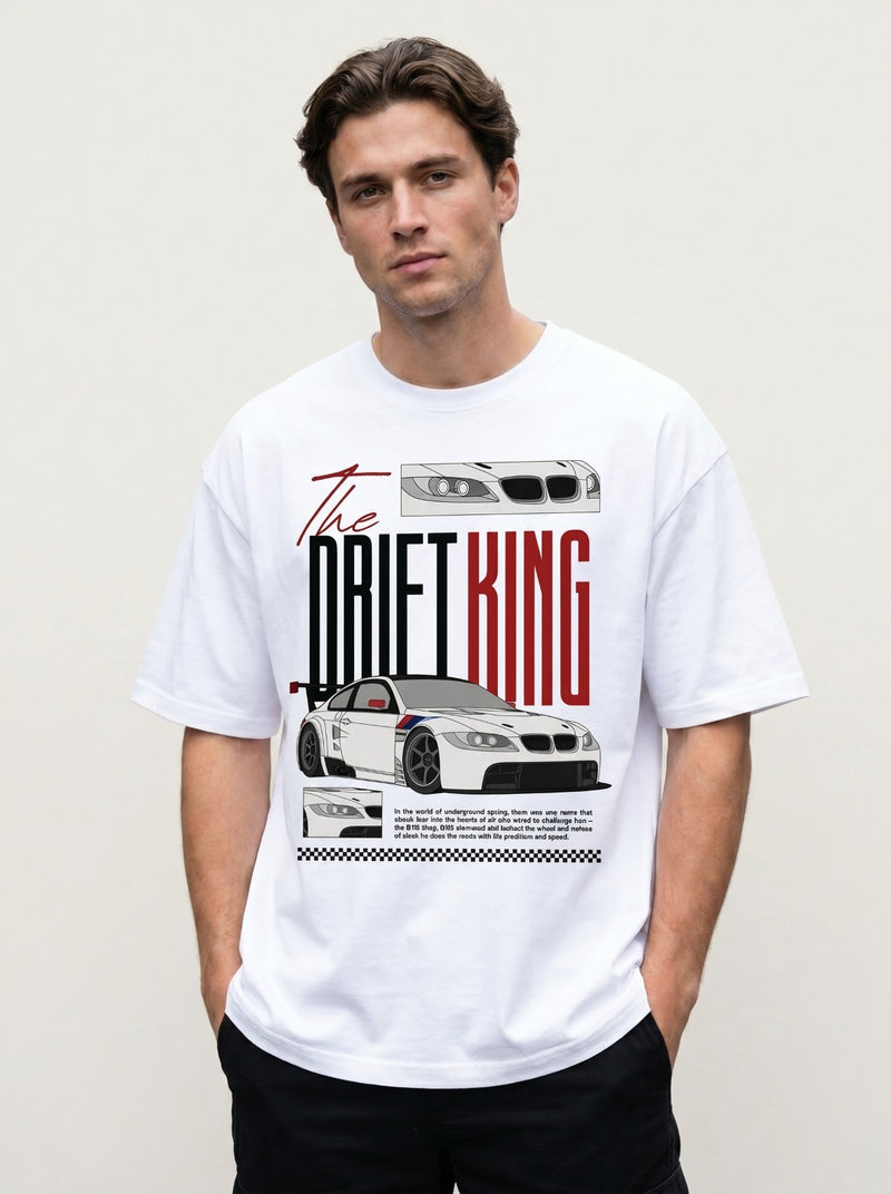 Premium White Drift King Oversized Tshirt