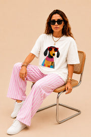 Stylish Pup Graphic Print Tee