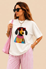 Stylish Pup Graphic Print Tee