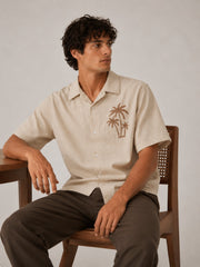 Beige Palm Tree Cuban Collar Shirt