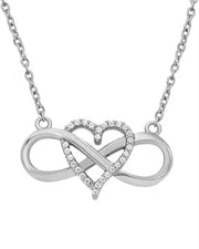 Silver Pleated Heart Necklace, Endless Love Neckless For Men/Women By Offmint