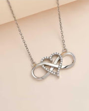 Silver Pleated Heart Necklace, Endless Love Neckless For Men/Women By Offmint