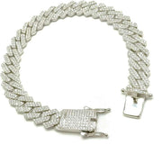 Men American Diamond Silver Pleated Bracelet By Offmint
