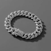 Men American Diamond Silver Pleated Round Bracelet By Offmint