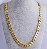 Gold-plated stainless steel curb Cuban chain necklace.