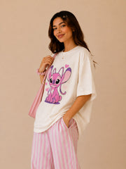 Pink Angel Stitch Oversized T-Shirt