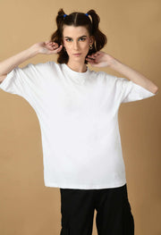 White kimono cotton women's oversized t-shirt by offmint