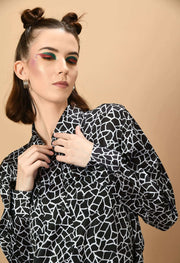 White lines black co-ord set 