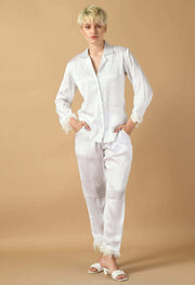 White satin feather co-ord set by offmint