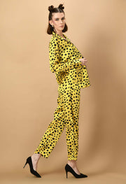 Yellow color black polka dot co-ord set 