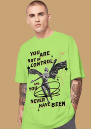 You are not in control printed green oversized t-shirt by offmint