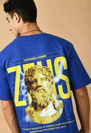 Zeus printed blue oversized t-shirt by offmint