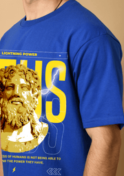 Zues printed blue oversized t-shirt 