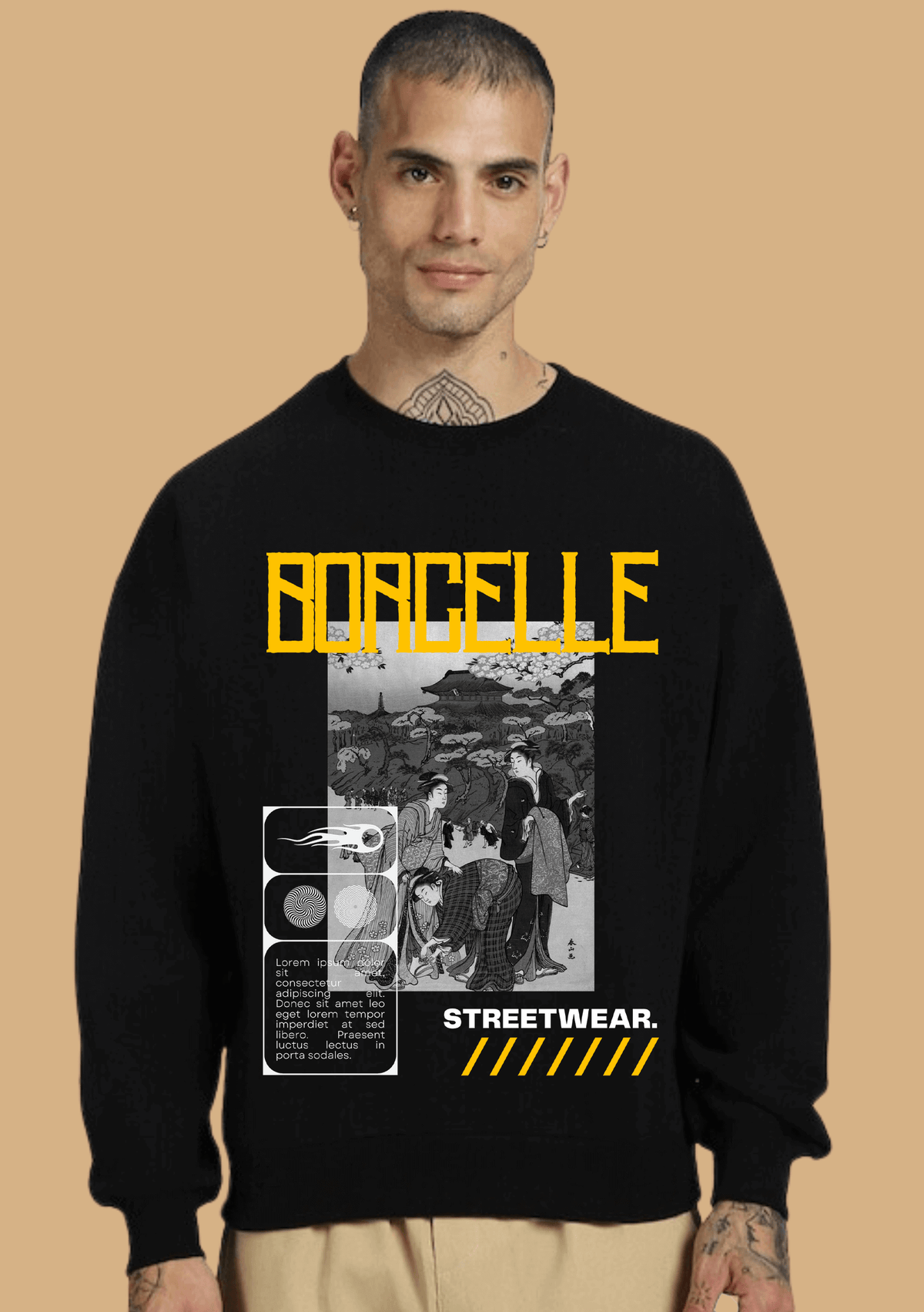 Borcelle Printed Black Sweatshirt By Offmint