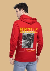 Borcelle Printed Red Hoodie By Offmint