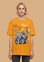 Don't Give Up Printed Mustard Oversized T-shirt By Offmint