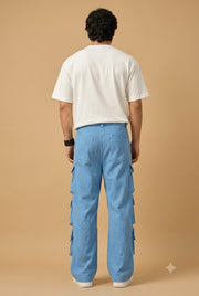12 Pocket Men's Cargo Sky Blue By Offmint