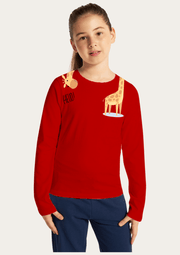 Hello Printed Red Full Sleeves Kids T-shirt By Offmint